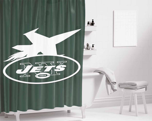 New York Jets New Jets Helmet Bathroom Shower Curtain Fabric Waterproof | 66 X 72 Inch