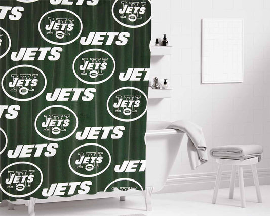 New York Jets Team Football Bathroom Shower Curtain Fabric Waterproof | 66 X 72 Inch