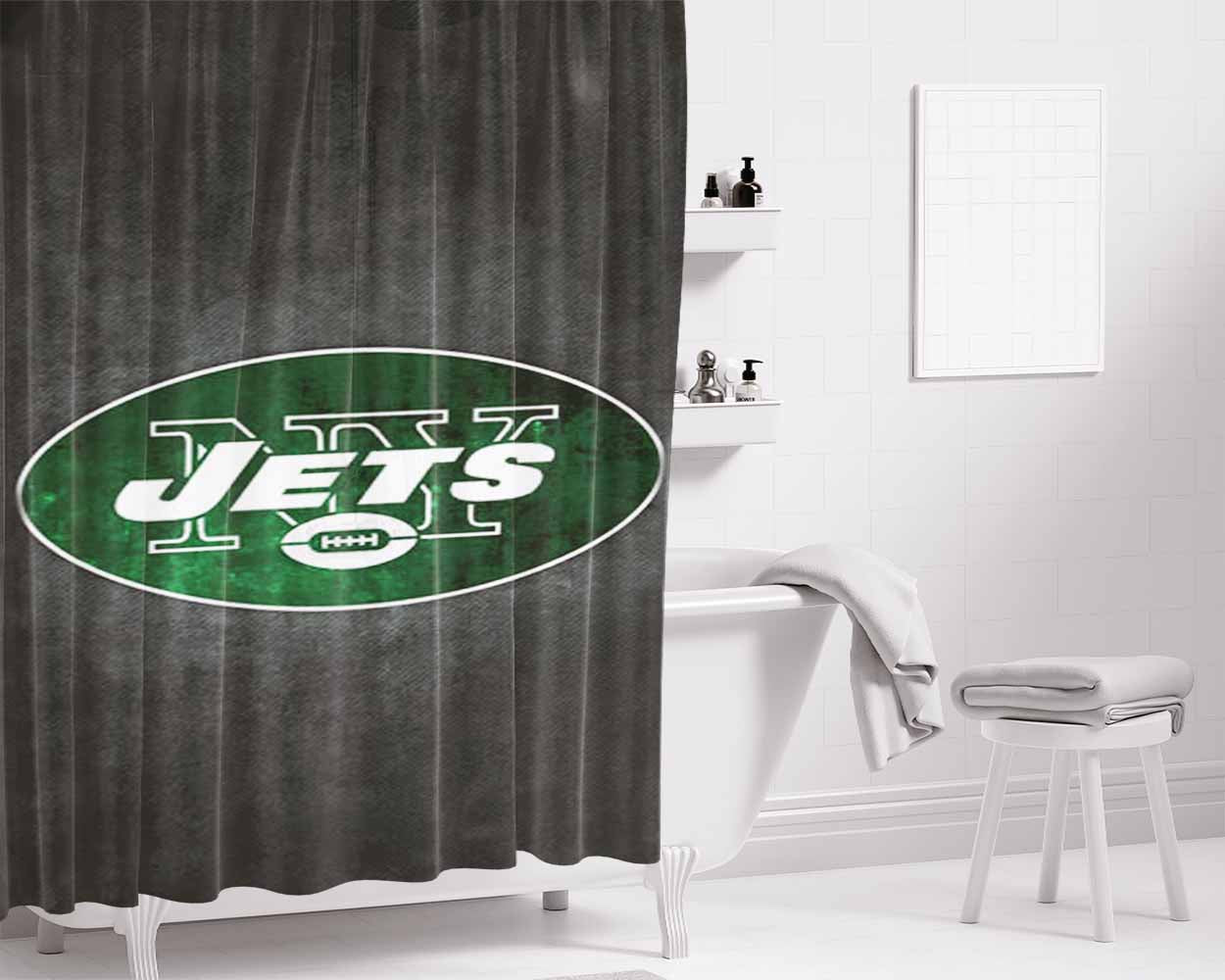 New York Jets Bathroom Shower Curtain Fabric Waterproof | 66 X 72 Inch