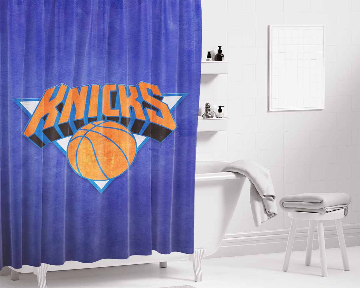 New York Knicks Bathroom Shower Curtain Fabric Waterproof | 66 X 72 Inch