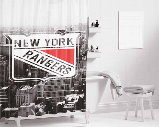 New York Rangers City Logo Bathroom Shower Curtain Fabric Waterproof | 66 X 72 Inch