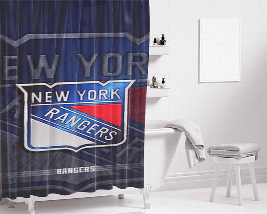 New York Rangers Nhl Bathroom Shower Curtain Fabric Waterproof | 66 X 72 Inch
