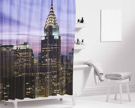 New York Sky View Bathroom Shower Curtain Fabric Waterproof | 66 X 72 Inch