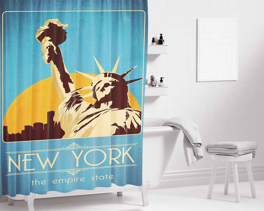 New York The Empire State Bathroom Shower Curtain Fabric Waterproof | 66 X 72 Inch