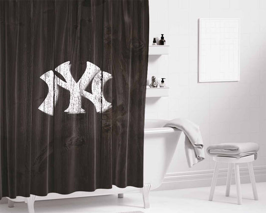 New York Yankee Bathroom Shower Curtain Fabric Waterproof | 66 X 72 Inch