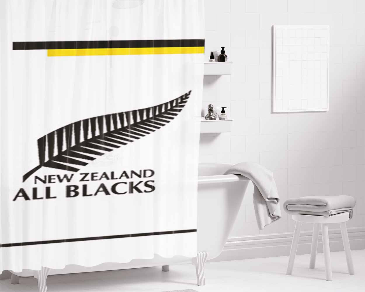 New Zaeland All Blacks Bathroom Shower Curtain Fabric Waterproof | 66 X 72 Inch