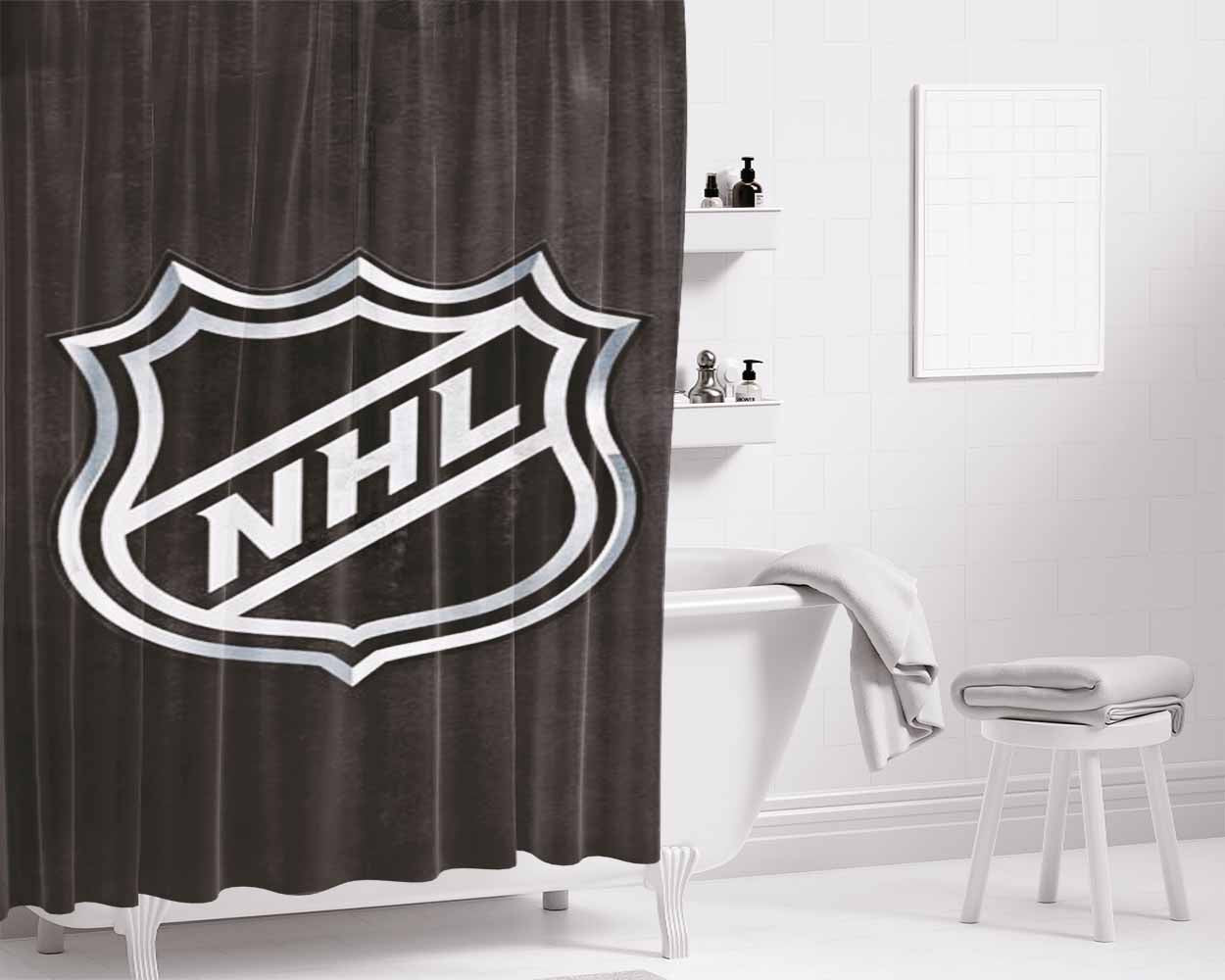 Nhl Logo Bathroom Shower Curtain Fabric Waterproof | 66 X 72 Inch