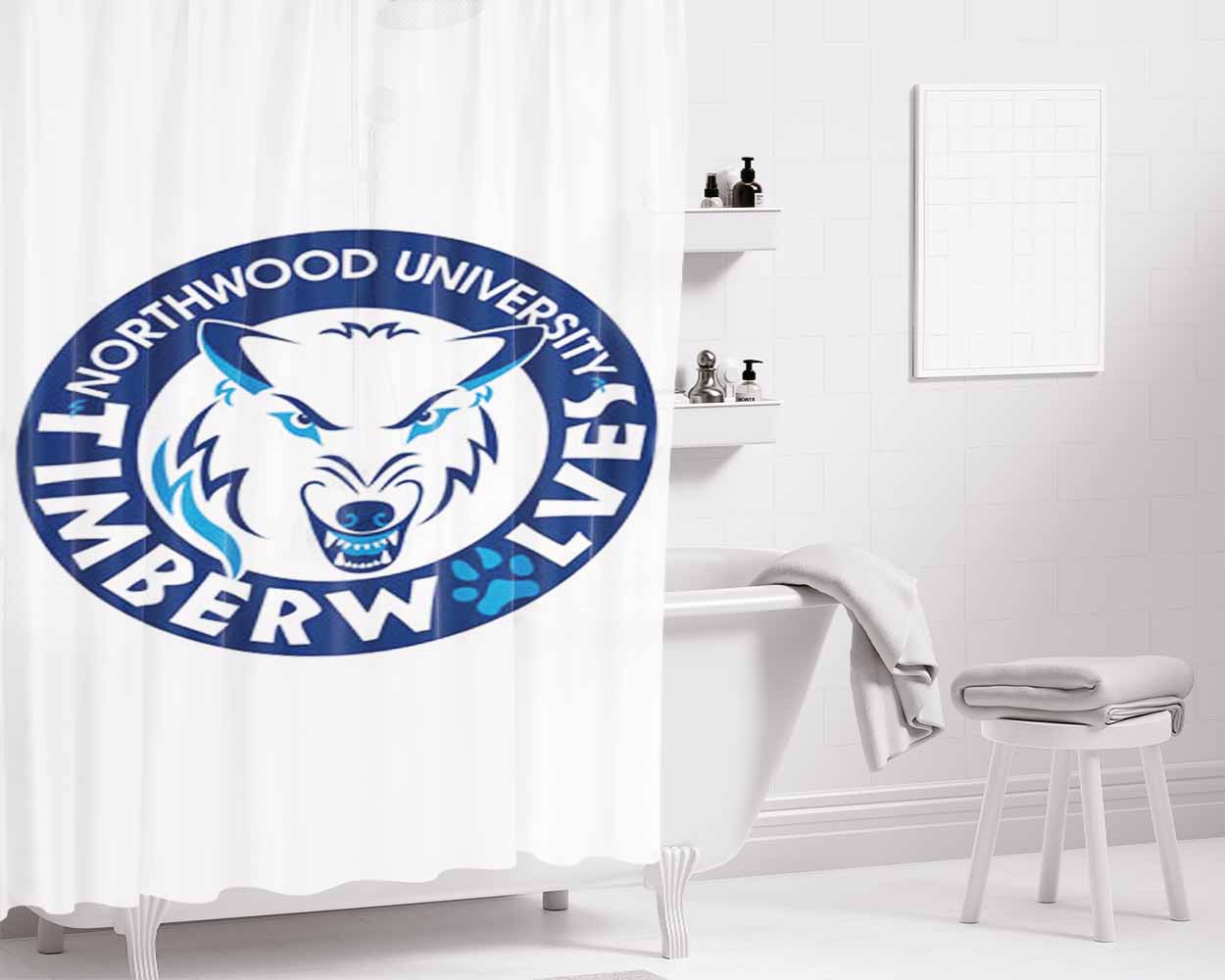 Northwood Timberwolves Symbol Bathroom Shower Curtain Fabric Waterproof | 66 X 72 Inch