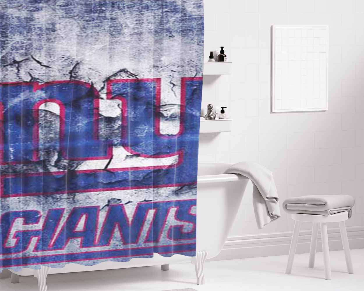 Ny Giants Peeling Bathroom Shower Curtain Fabric Waterproof | 66 X 72 Inch
