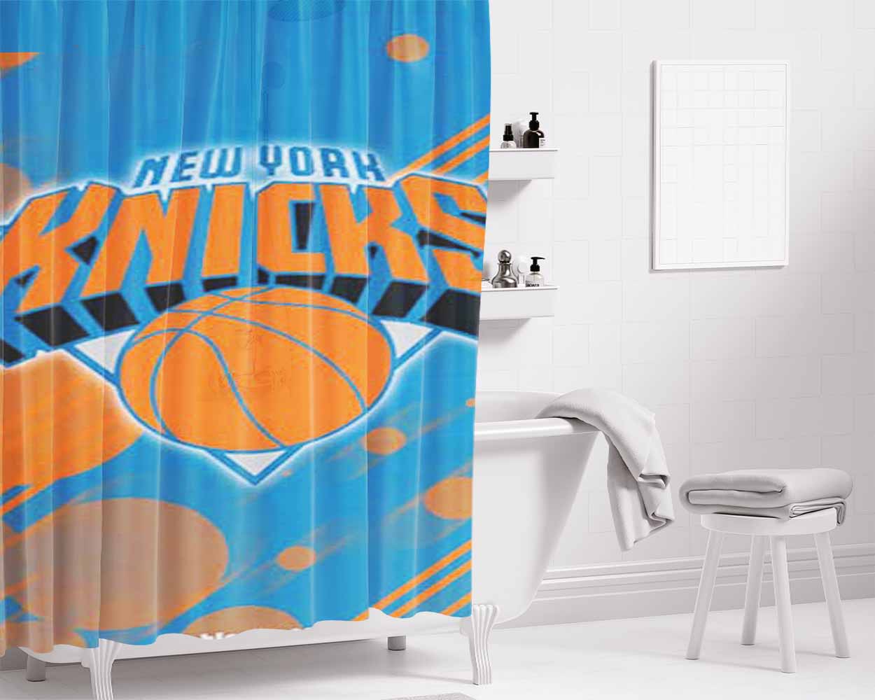 Ny Knicks Circles Stripes Bathroom Shower Curtain Fabric Waterproof | 66 X 72 Inch