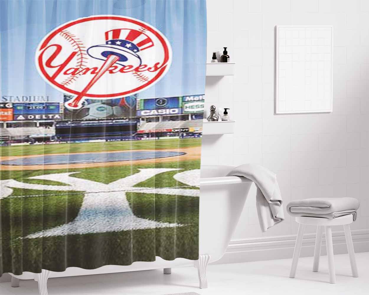 Ny Yankees Stadium Bathroom Shower Curtain Fabric Waterproof | 66 X 72 Inch