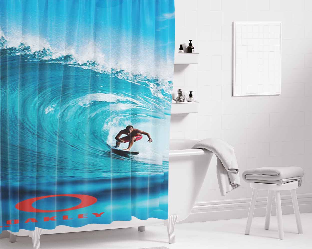 Oakley Surfing Bathroom Shower Curtain Fabric Waterproof | 66 X 72 Inch