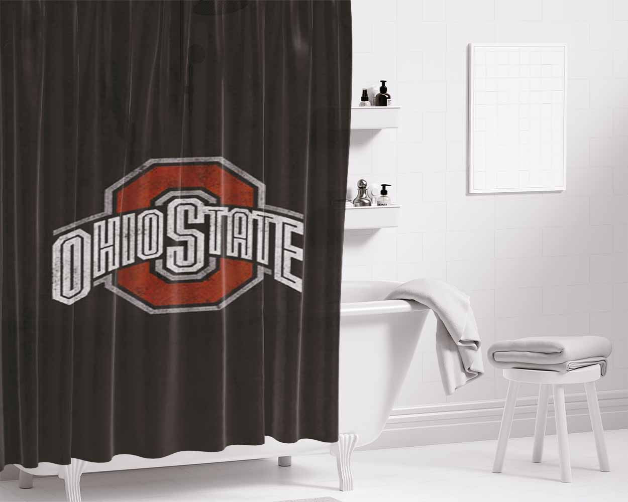 Ohio State Art Bathroom Shower Curtain Fabric Waterproof | 66 X 72 Inch