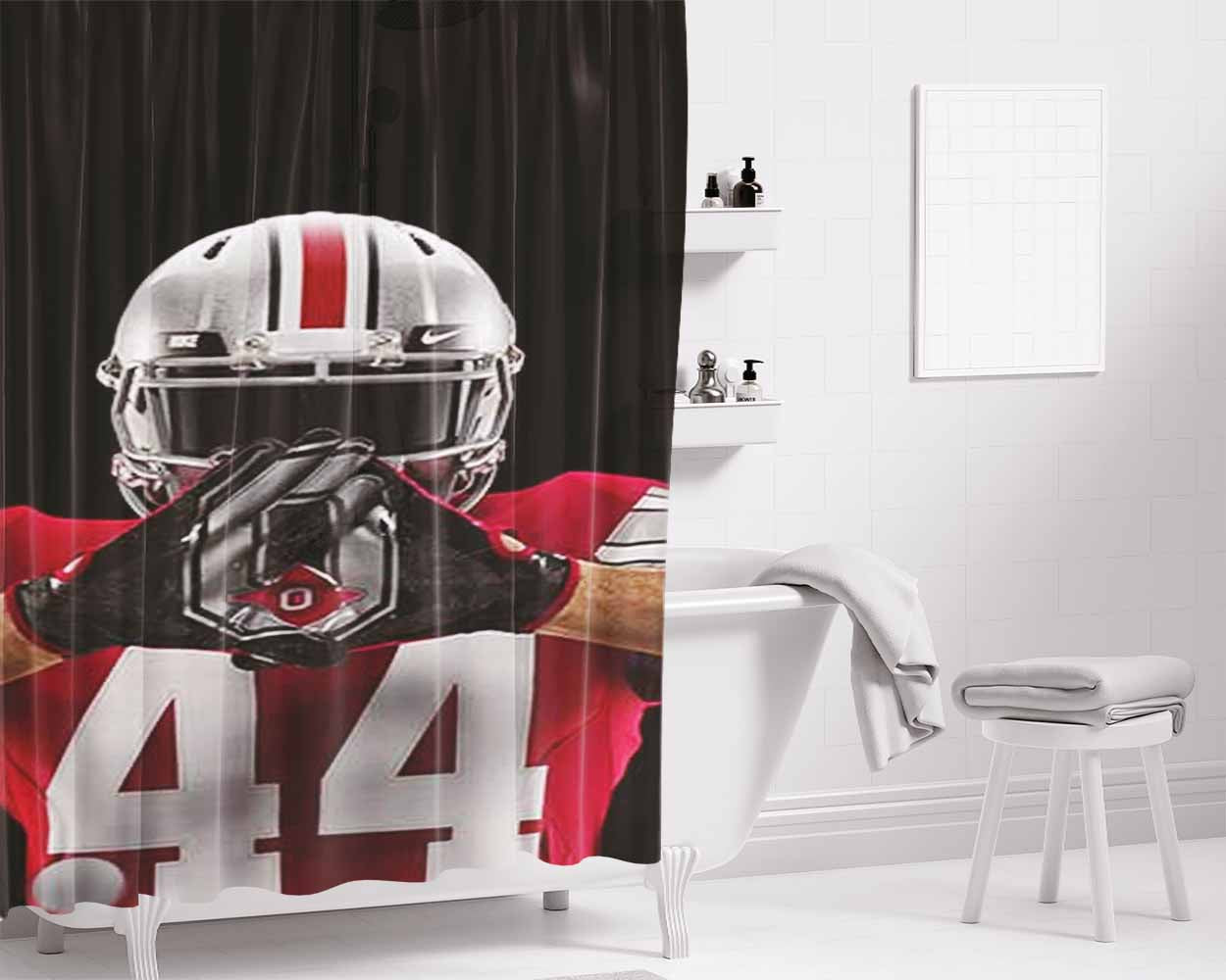 Ohio State Buckeyes College Football Bathroom Shower Curtain Fabric Waterproof | 66 X 72 Inch
