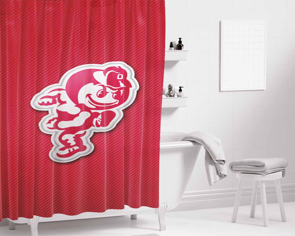 Ohio State Buckeyes Icon Bathroom Shower Curtain Fabric Waterproof | 66 X 72 Inch