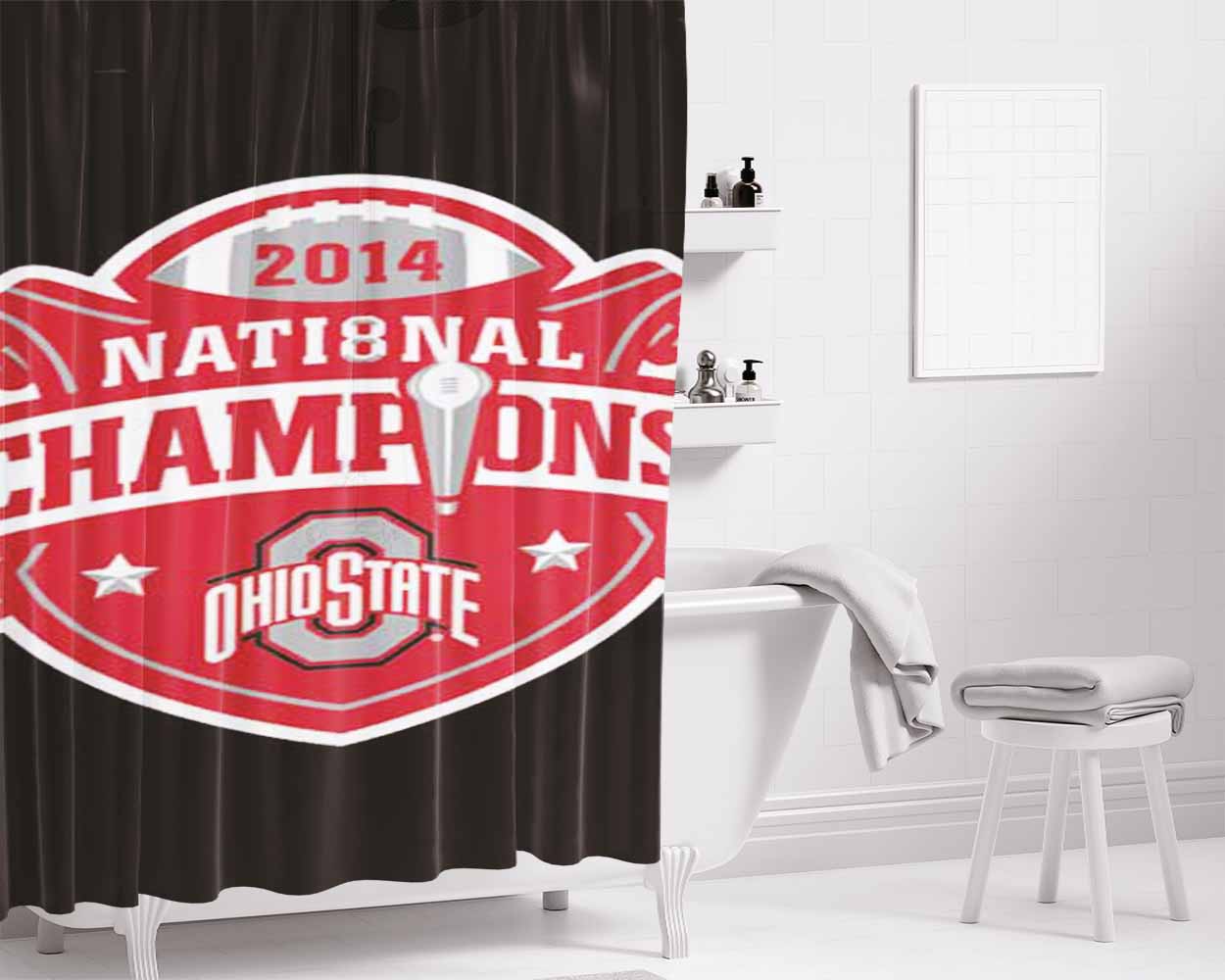 Ohio State Champ Logo Bathroom Shower Curtain Fabric Waterproof | 66 X 72 Inch