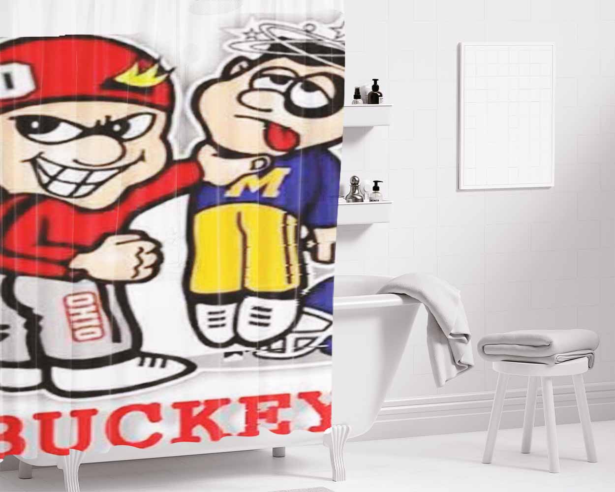 Ohio State Go Buckeyes Bathroom Shower Curtain Fabric Waterproof | 66 X 72 Inch