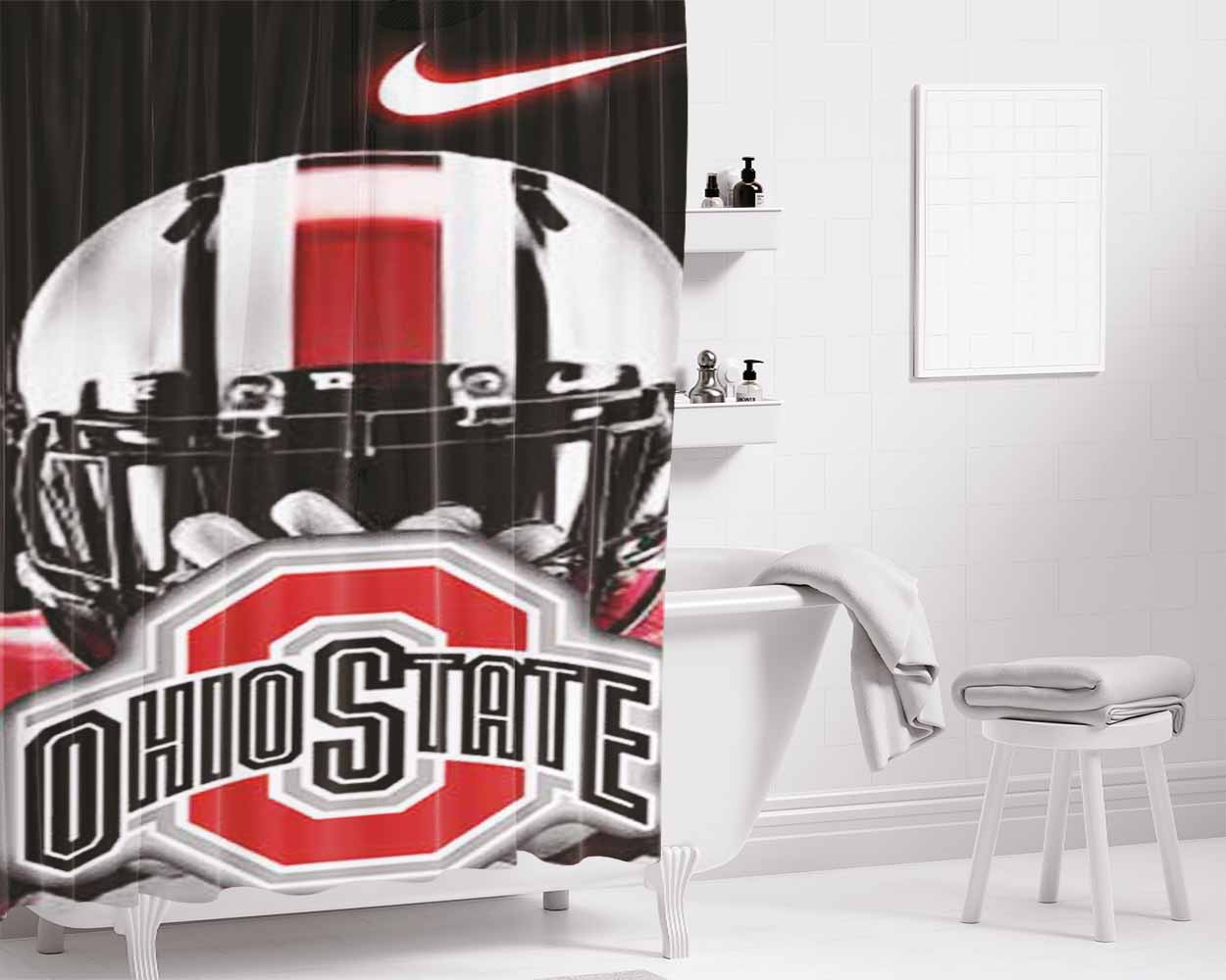 Ohio State Player Logo Nike Bathroom Shower Curtain Fabric Waterproof | 66 X 72 Inch