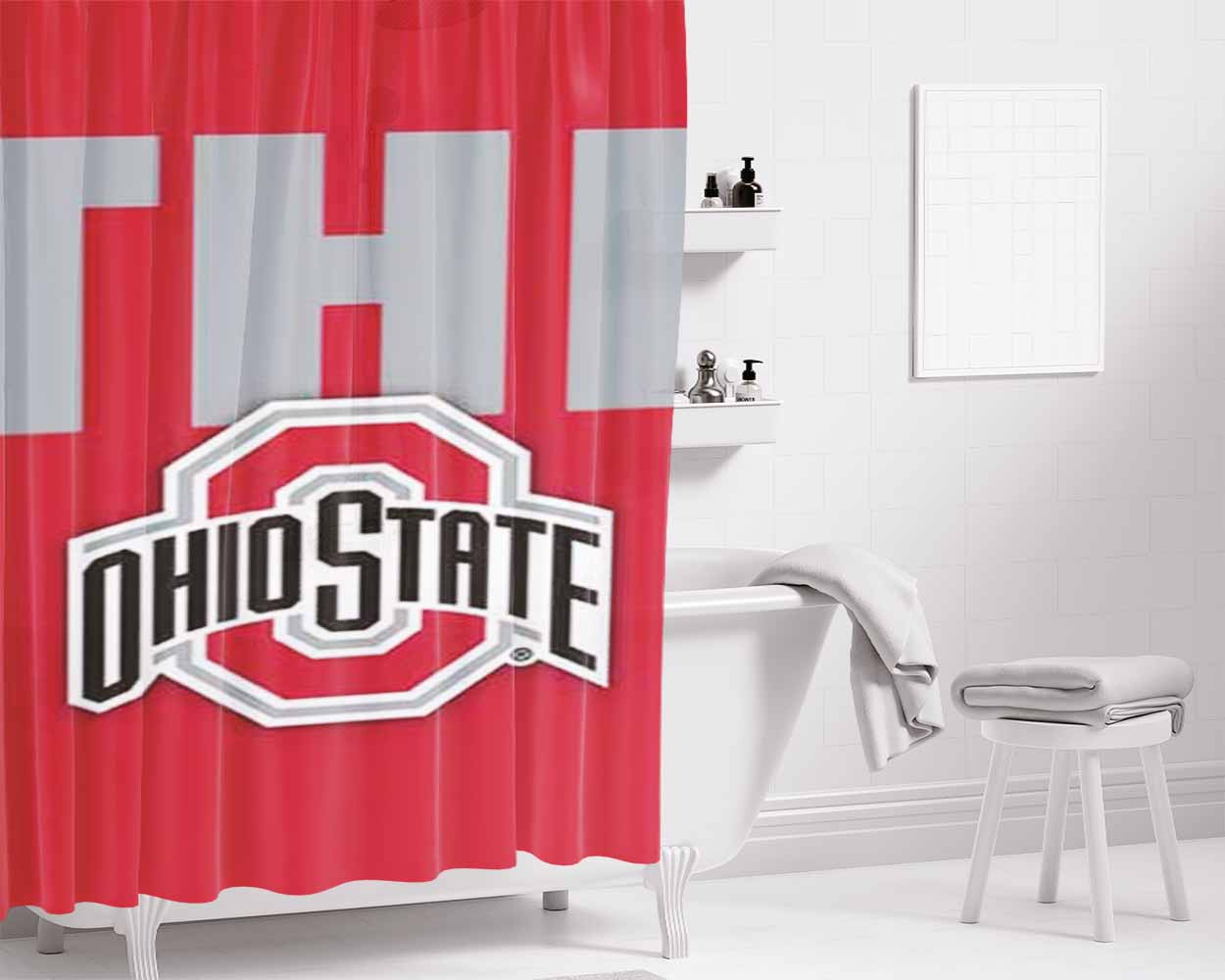Ohio State The Bathroom Shower Curtain Fabric Waterproof | 66 X 72 Inch