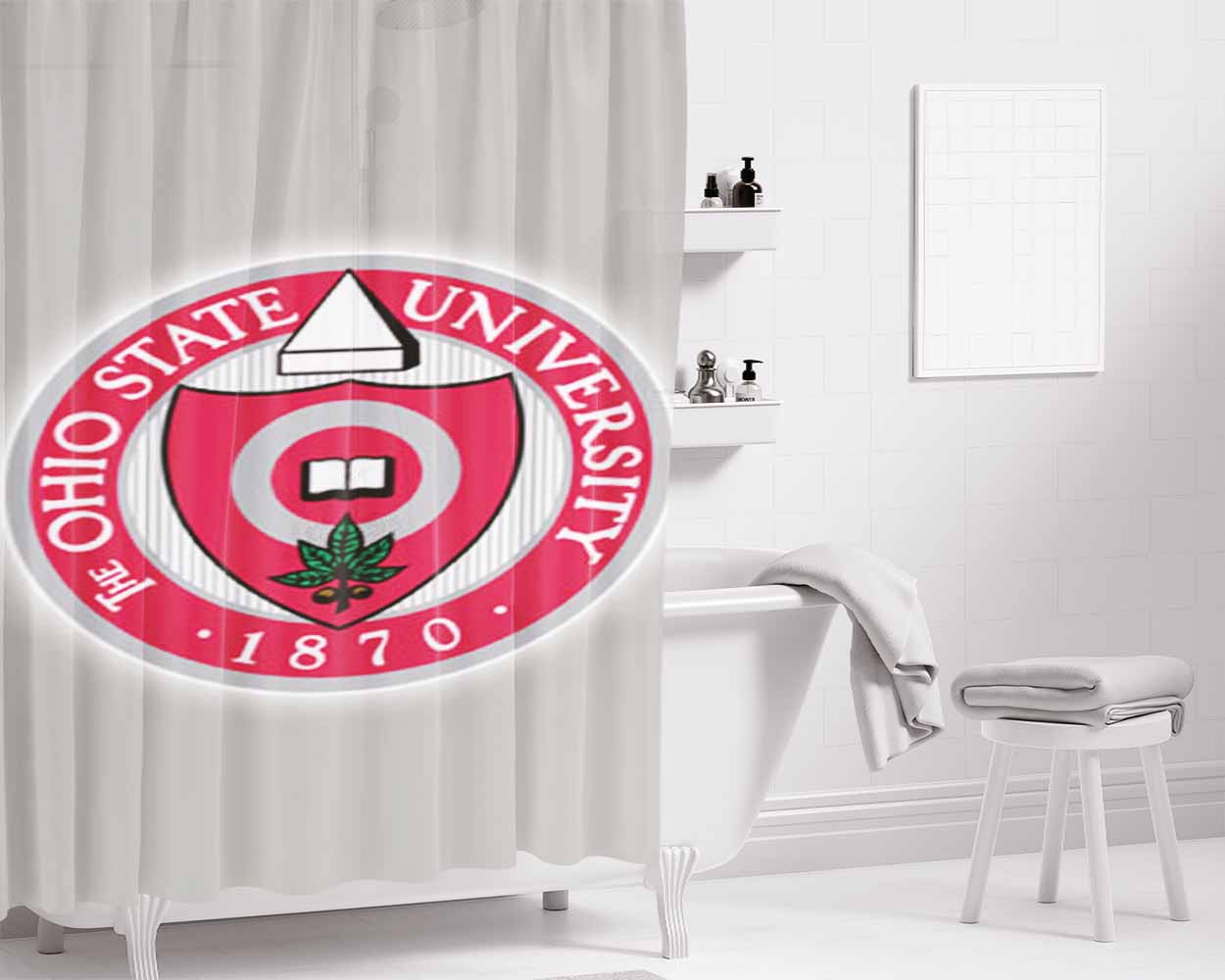 Ohio State University 1870 Bathroom Shower Curtain Fabric Waterproof | 66 X 72 Inch