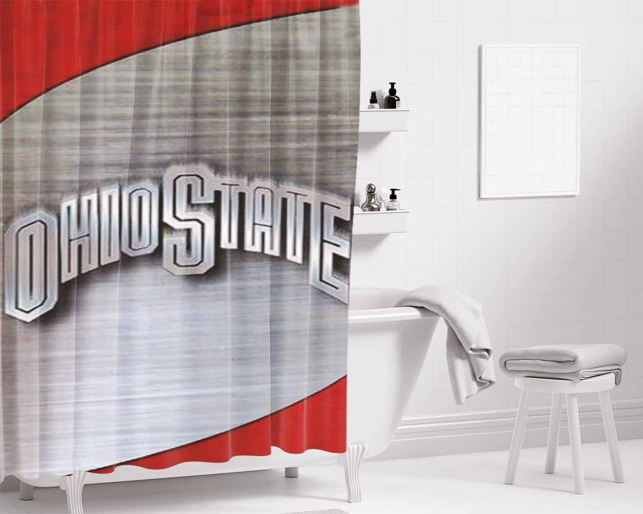 Ohio State University Bathroom Shower Curtain Fabric Waterproof | 66 X 72 Inch