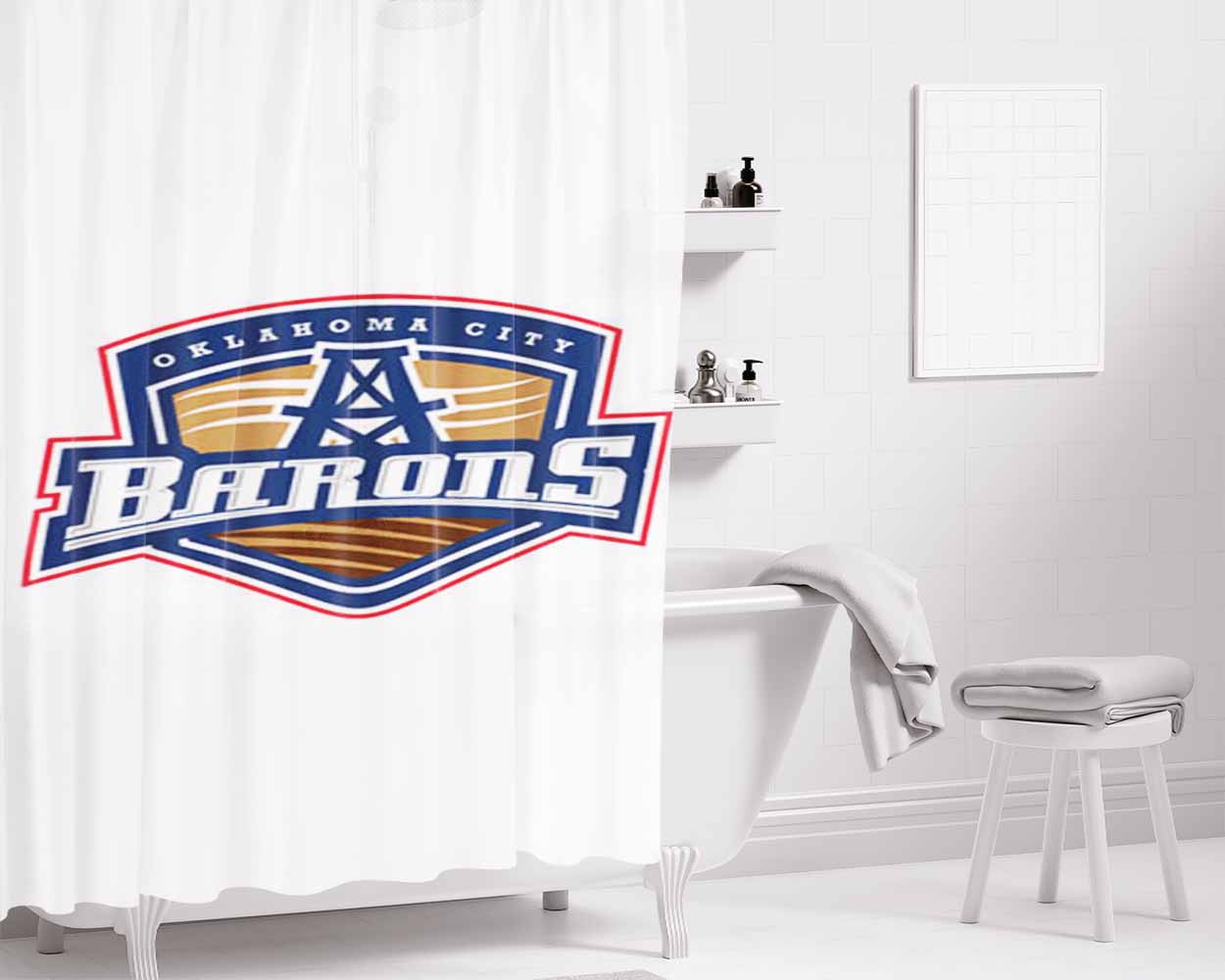 Oklahoma City Barons Art Bathroom Shower Curtain Fabric Waterproof | 66 X 72 Inch