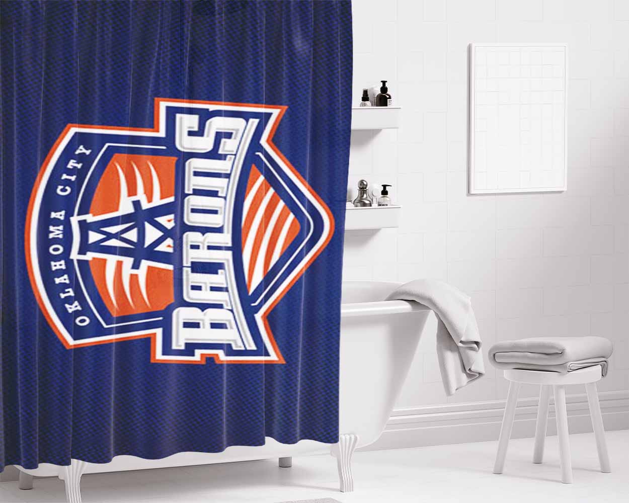 Oklahoma City Barons Bathroom Shower Curtain Fabric Waterproof | 66 X 72 Inch
