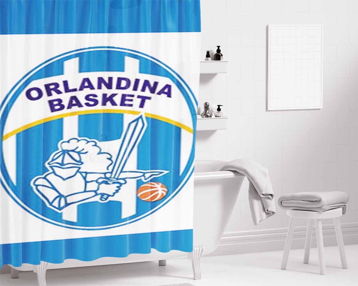 Orlandia Basket Bathroom Shower Curtain Fabric Waterproof | 66 X 72 Inch