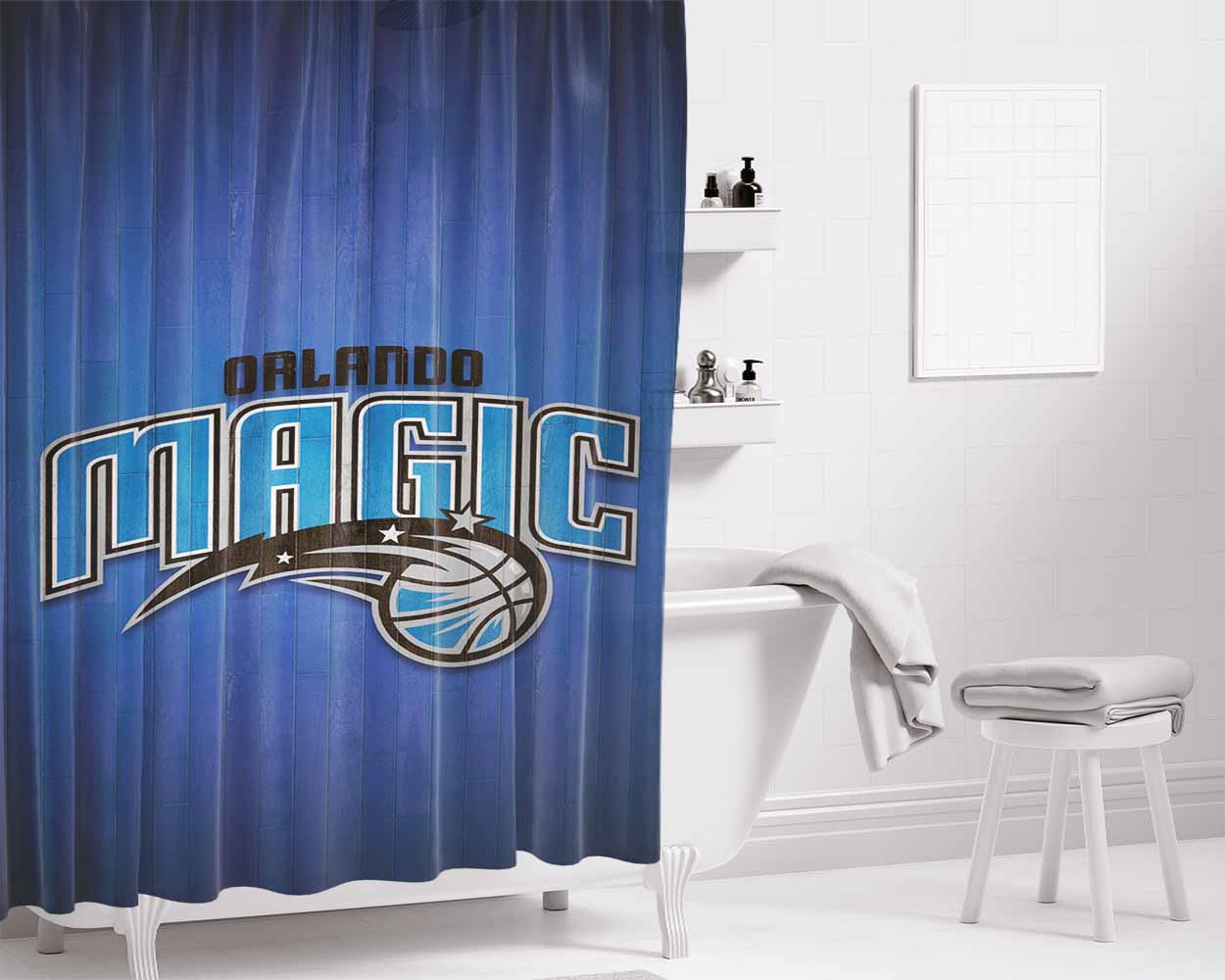 Orlando Magic Logo Bathroom Shower Curtain Fabric Waterproof | 66 X 72 Inch