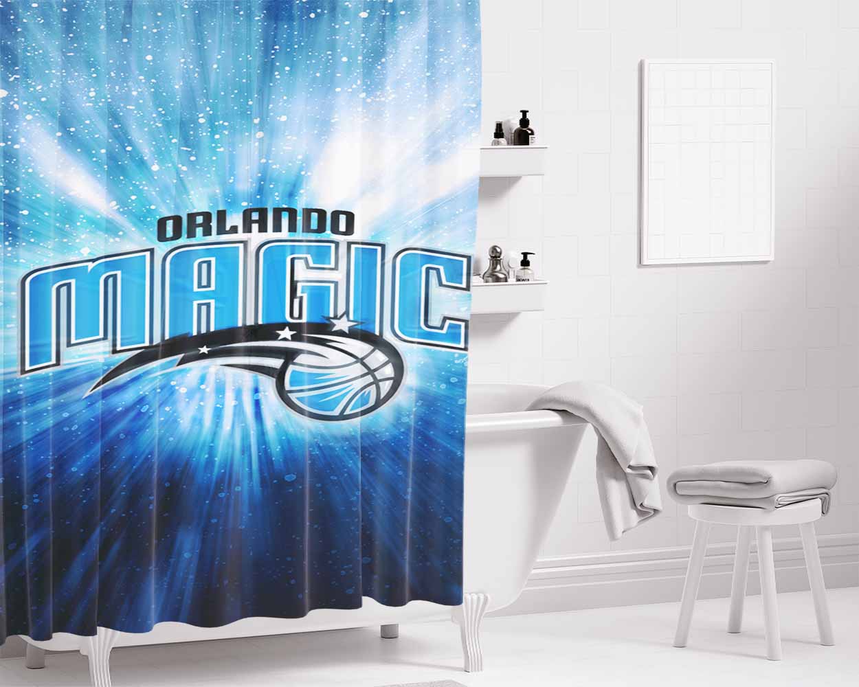 Orlando Magic Bathroom Shower Curtain Fabric Waterproof | 66 X 72 Inch