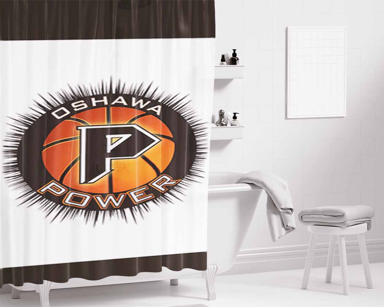 Oshawa Power Basket Ball Bathroom Shower Curtain Fabric Waterproof | 66 X 72 Inch