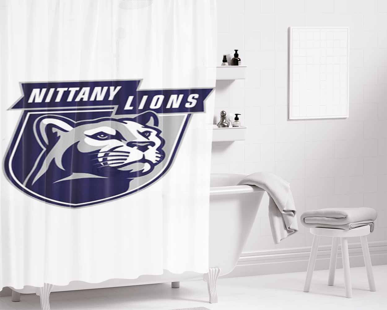 Penn State Nittany Lions Bathroom Shower Curtain Fabric Waterproof | 66 X 72 Inch