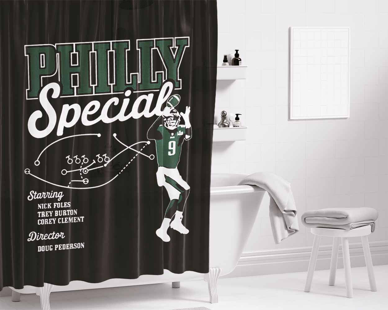 Philly Eagles Bathroom Shower Curtain Fabric Waterproof | 66 X 72 Inch