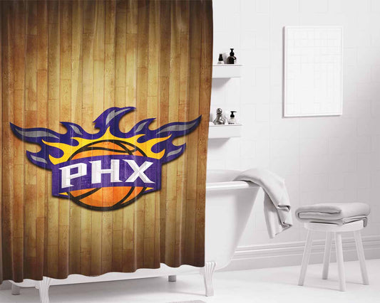 Phoenix Suns Hardwood Bathroom Shower Curtain Fabric Waterproof | 66 X 72 Inch