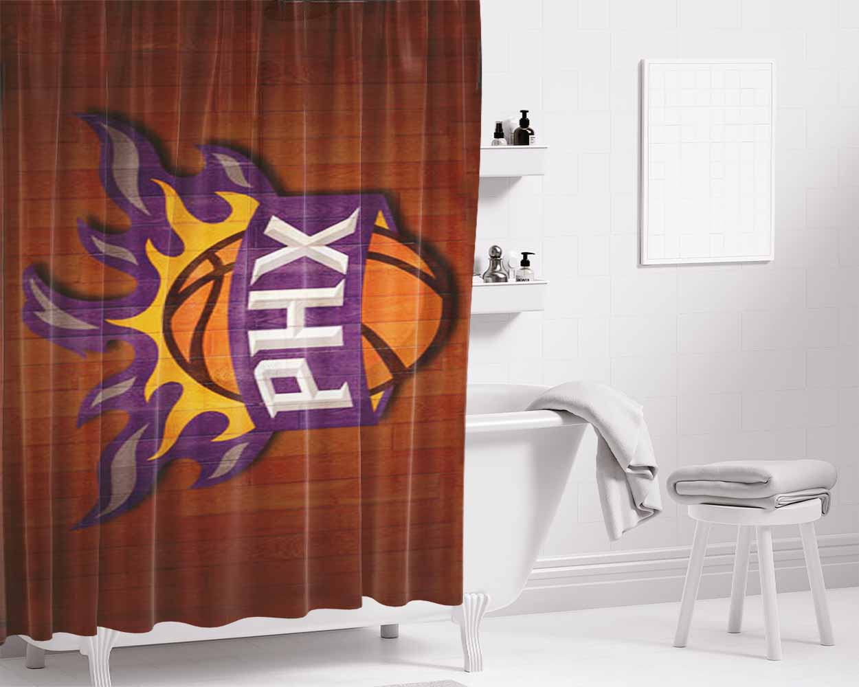Phoenix Suns Symbol Bathroom Shower Curtain Fabric Waterproof | 66 X 72 Inch