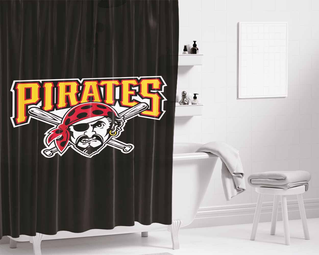 Pittsburgh Pirates Tickets Bathroom Shower Curtain Fabric Waterproof | 66 X 72 Inch