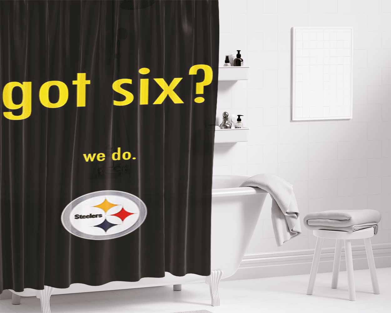 Pittsburgh Steelers Football Bathroom Shower Curtain Fabric Waterproof | 66 X 72 Inch