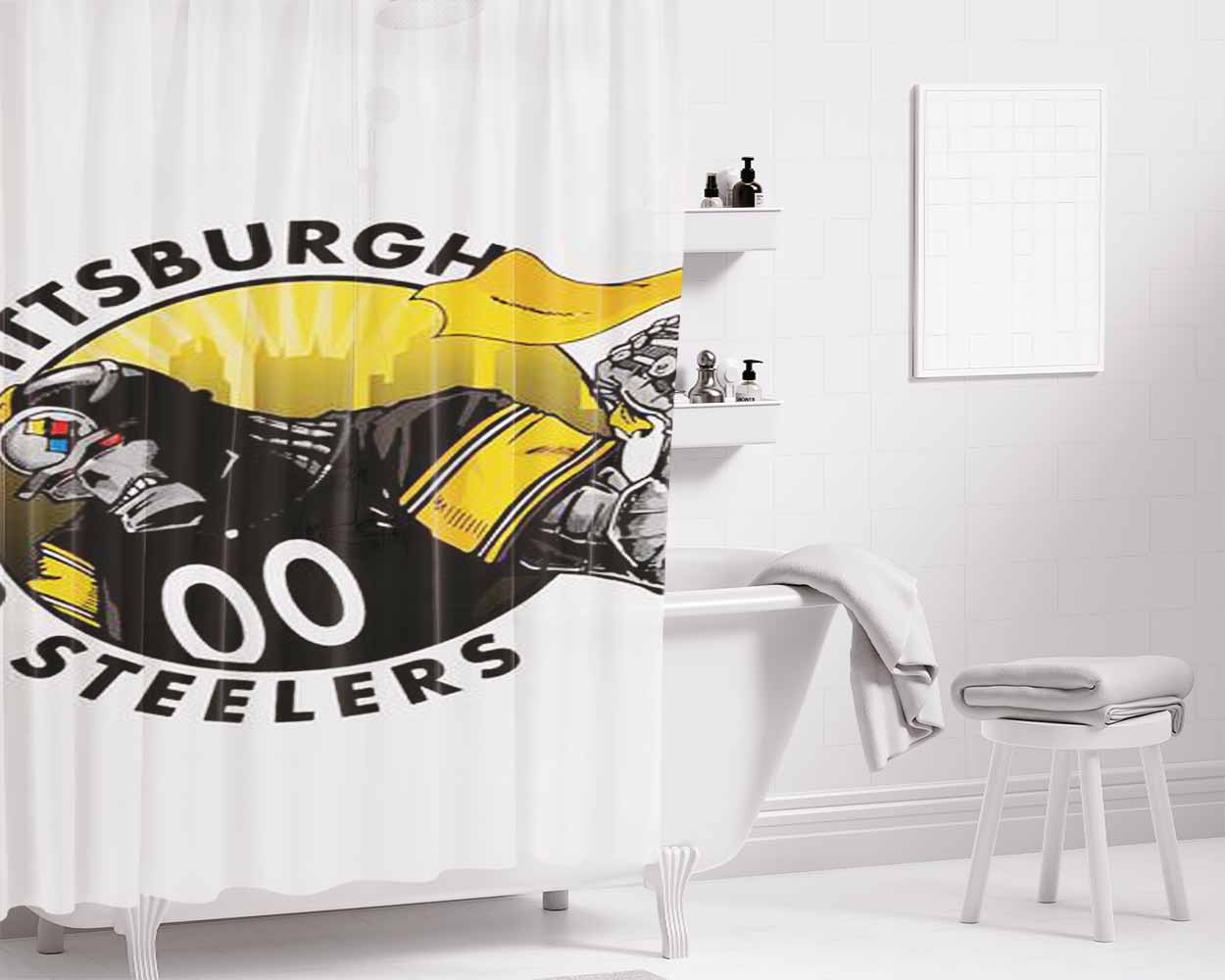Pittsburgh Steelers Bathroom Shower Curtain Fabric Waterproof | 66 X 72 Inch