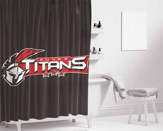 Puurs Titans Logo Grey Bathroom Shower Curtain Fabric Waterproof | 66 X 72 Inch