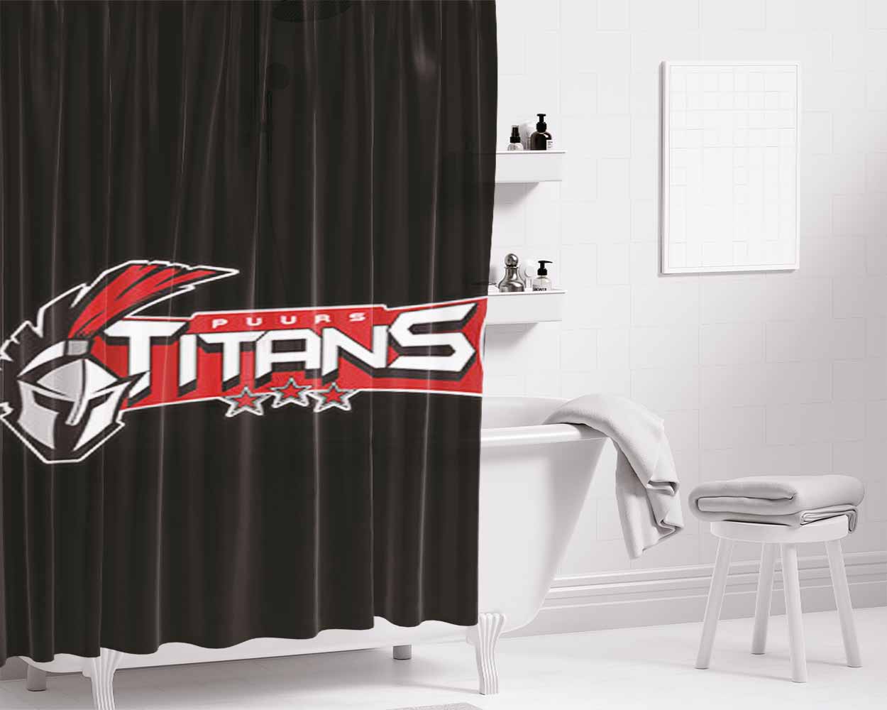 Puurs Titans Logo Bathroom Shower Curtain Fabric Waterproof | 66 X 72 Inch