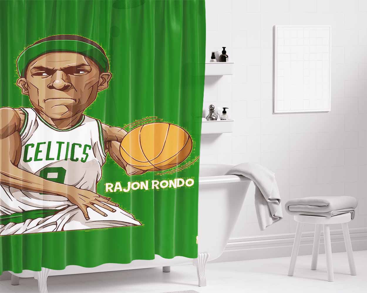 Rajon Rondo Green Bathroom Shower Curtain Fabric Waterproof | 66 X 72 Inch