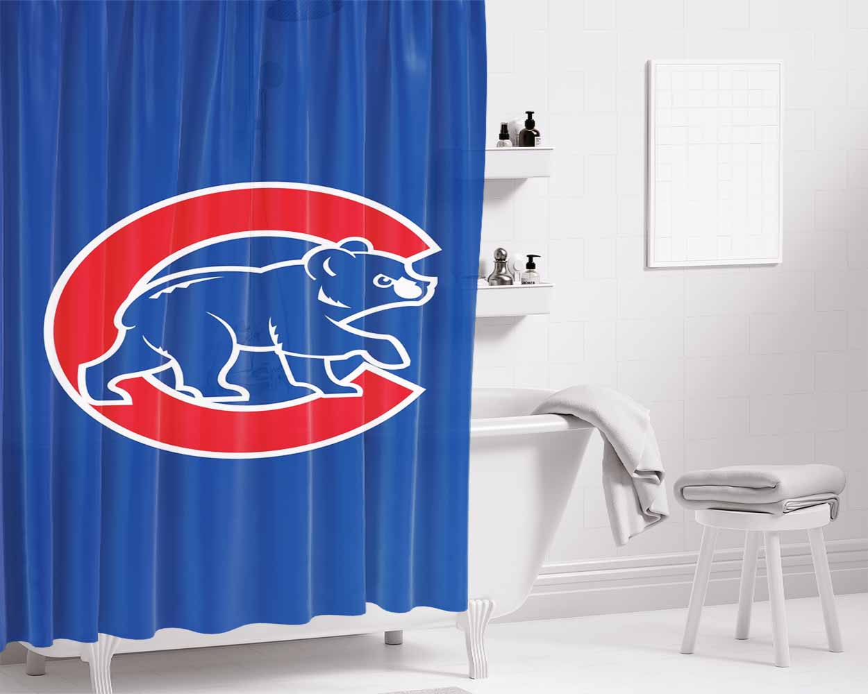 Recruit Chicago Cubs Bathroom Shower Curtain Fabric Waterproof | 66 X 72 Inch
