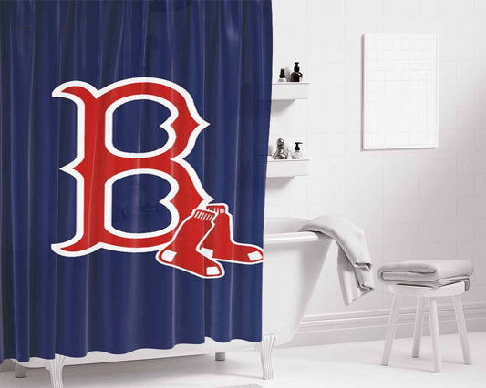 Red Sox Art Bathroom Shower Curtain Fabric Waterproof | 66 X 72 Inch