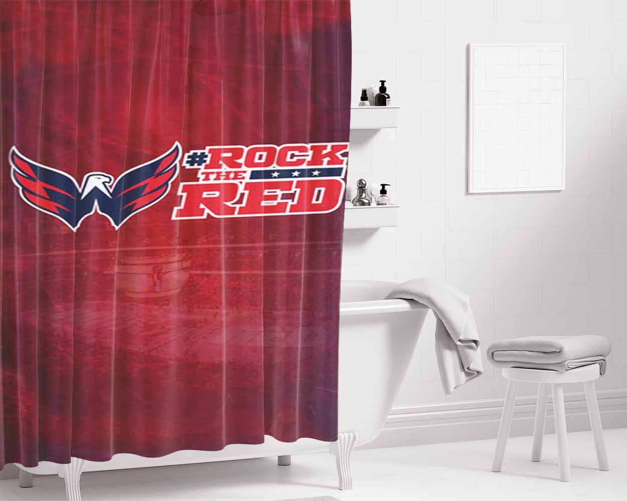 Rock The Red Bathroom Shower Curtain Fabric Waterproof | 66 X 72 Inch