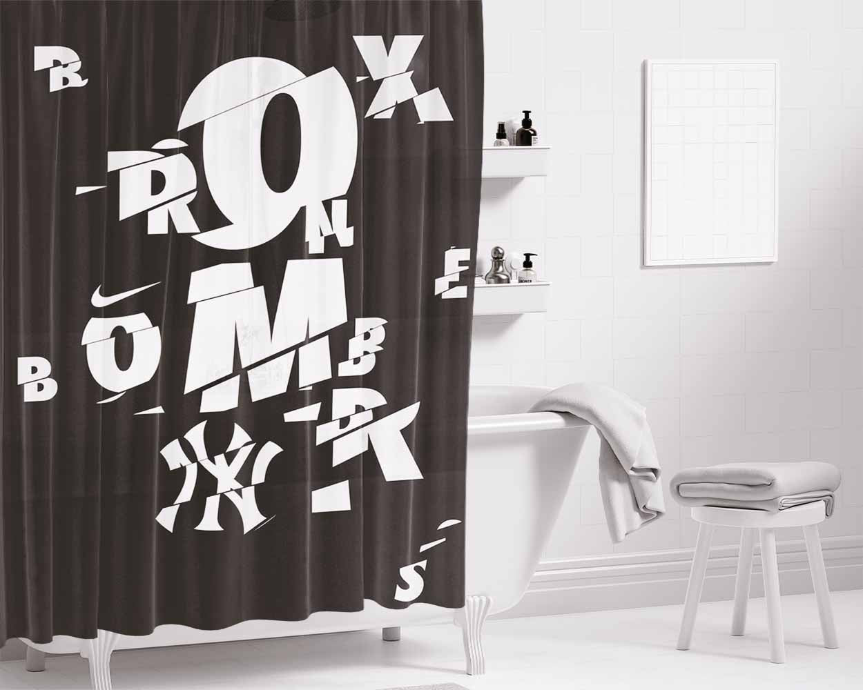 Ron New York Bathroom Shower Curtain Fabric Waterproof | 66 X 72 Inch