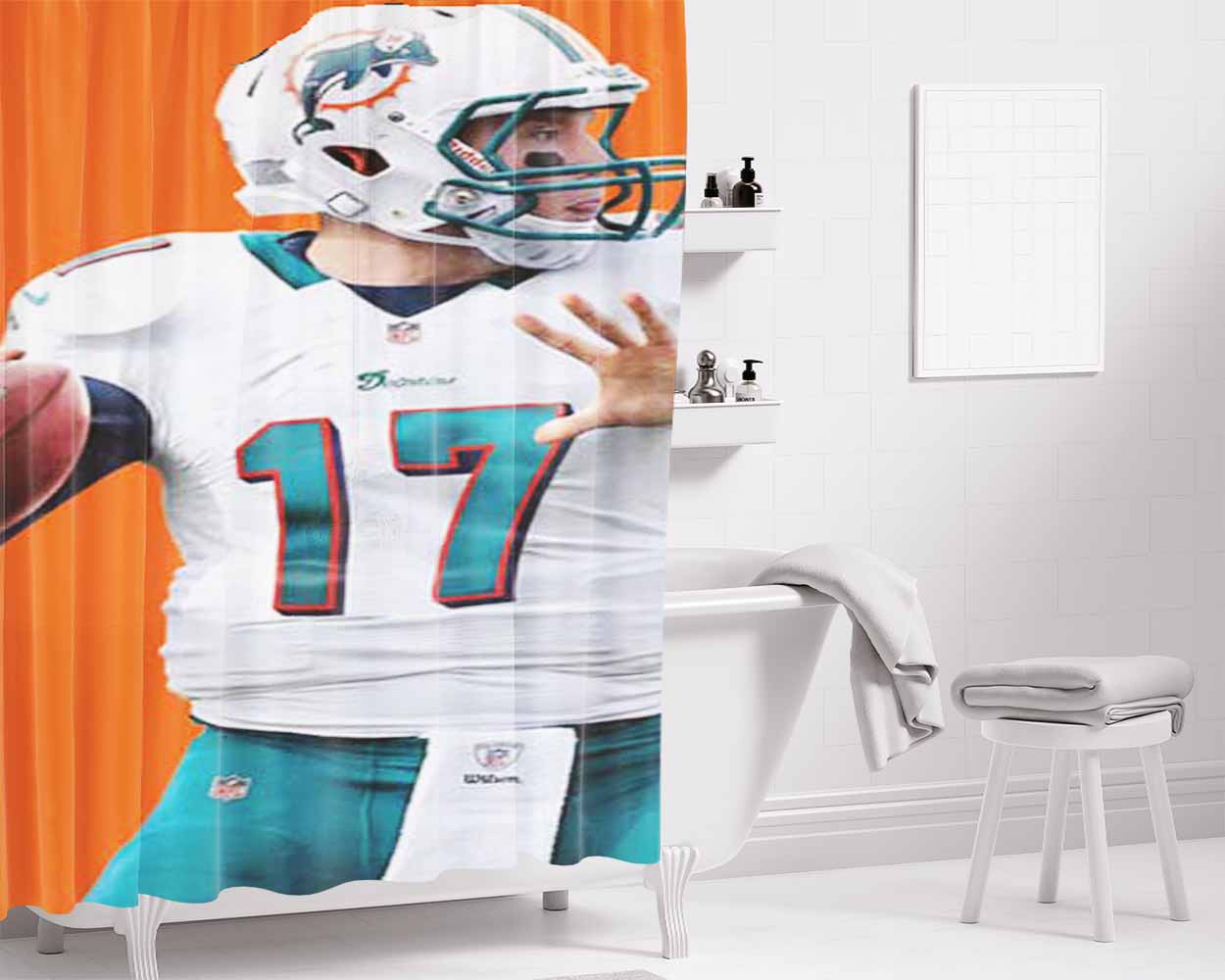 Ryan Tannehill Orange Bathroom Shower Curtain Fabric Waterproof | 66 X 72 Inch