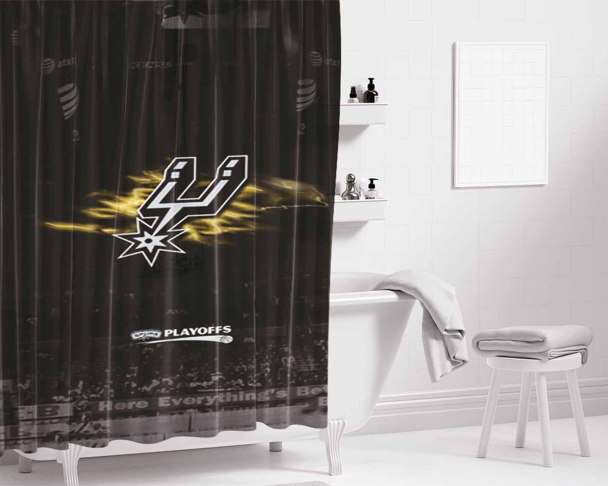 San Antonio Spurs Field Bathroom Shower Curtain Fabric Waterproof | 66 X 72 Inch