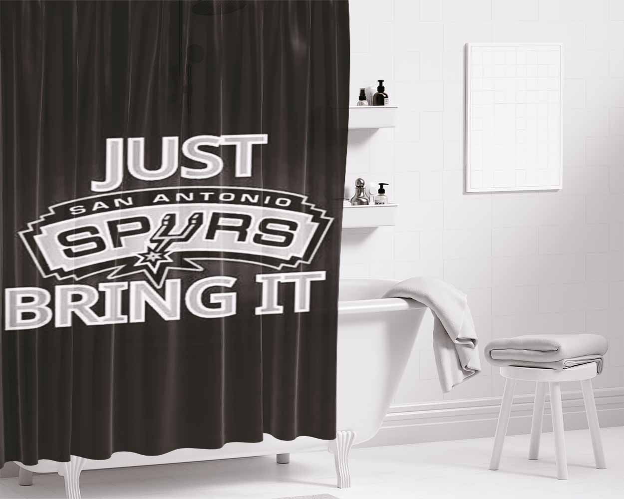 San Antonio Spurs Just Bring It Bathroom Shower Curtain Fabric Waterproof | 66 X 72 Inch