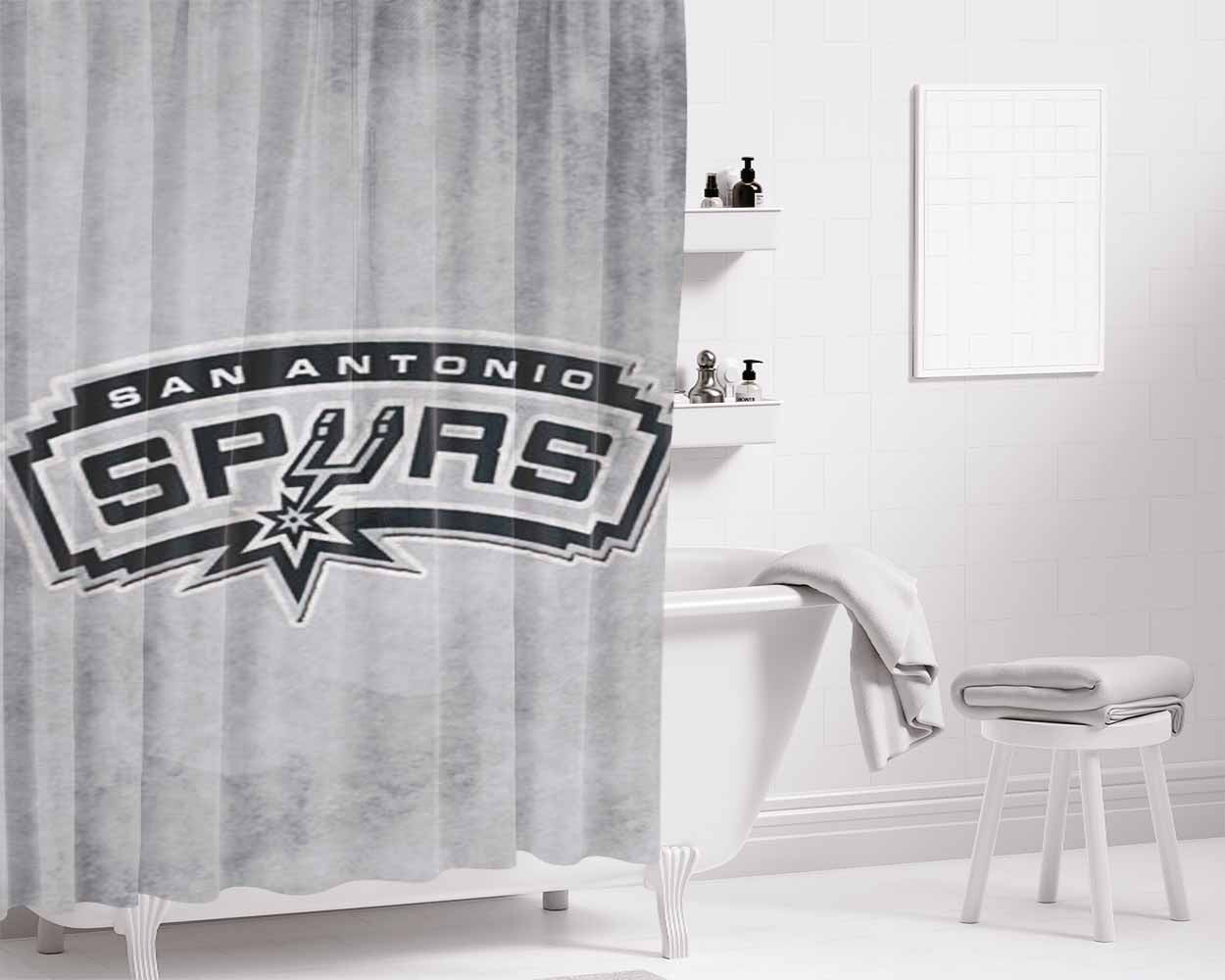 San Antonio Spurs Symbol Bathroom Shower Curtain Fabric Waterproof | 66 X 72 Inch