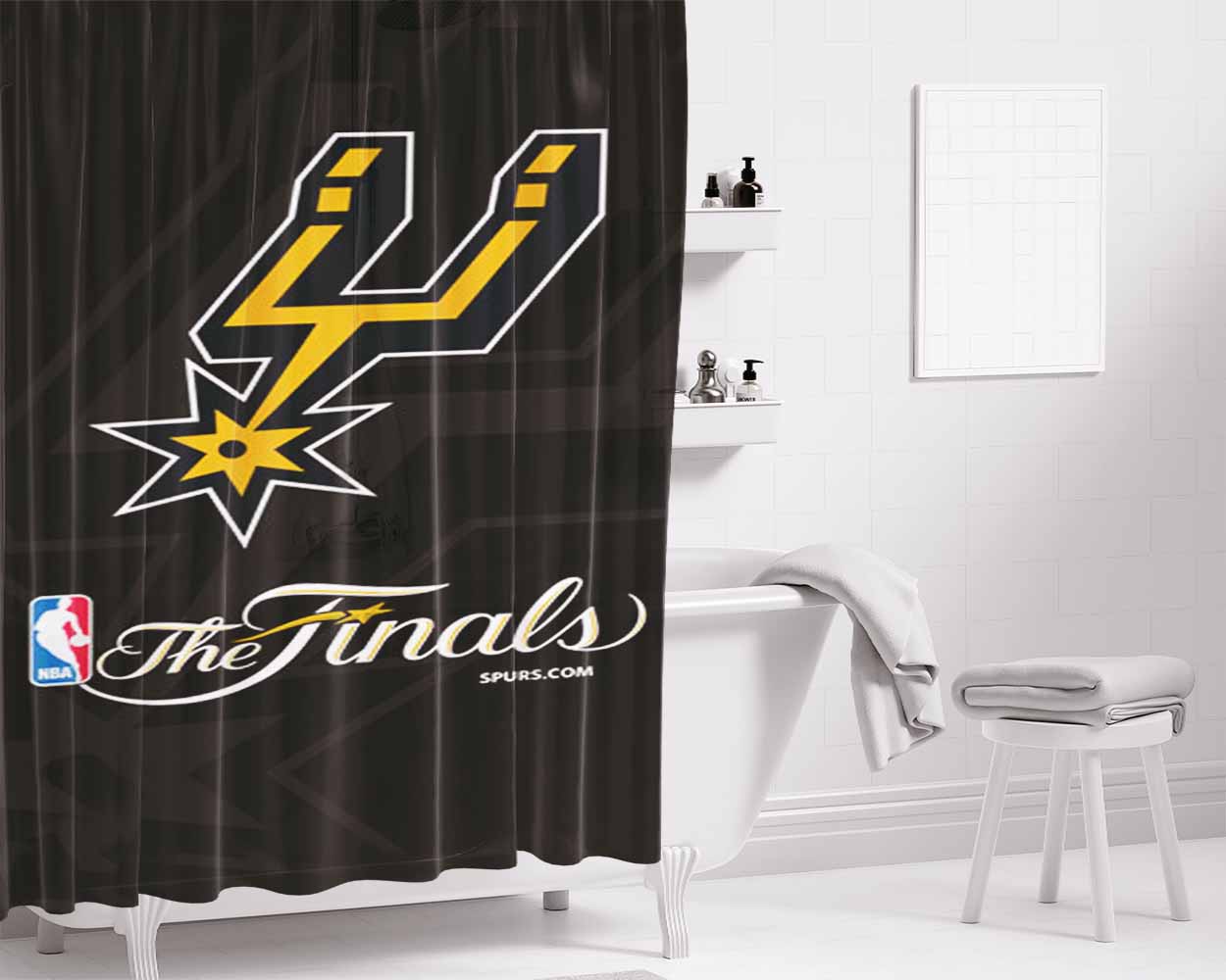 San Antonio Spurs The Finals Bathroom Shower Curtain Fabric Waterproof | 66 X 72 Inch